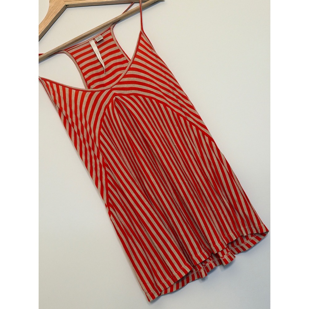 LC Lauren Conrad Tank Top Women Small Red Striped Racerback Scoop Neck Rayon